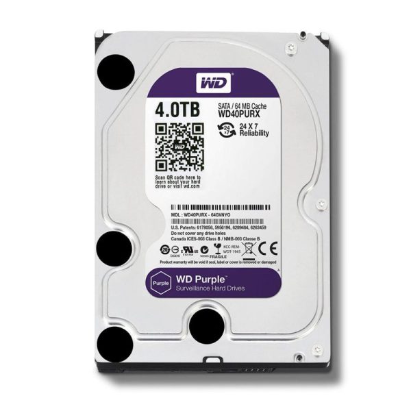 WD Purple 4TB Surveillance Hard Disk Drive 5400rpm SATA 6Gb/s 3.5" - Image 1