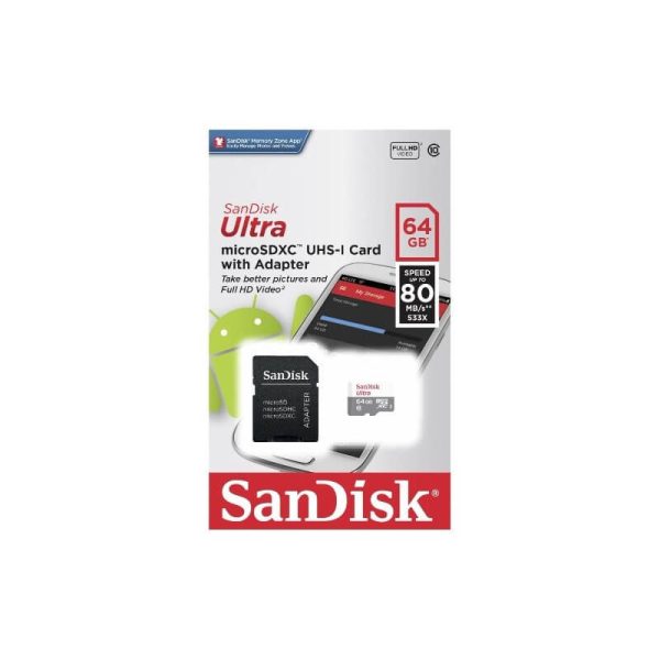 SanDisk MicroSD Class 10 80MBPS 64GB - Image 1