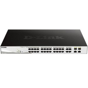 D-Link 26-Port Gigabit Smart Managed PoE+ Switch with 24 PoE+ Ports (8 Long Reach 250m) and 2 SFP Ports - DGS-F1210-26PS