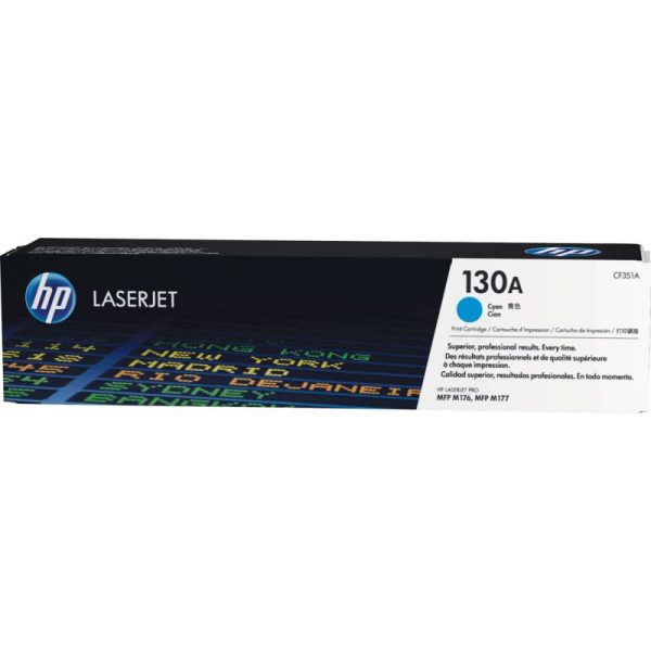 HP 130A Cyan Original LaserJet Toner Cartridge, CF351A - Image 1