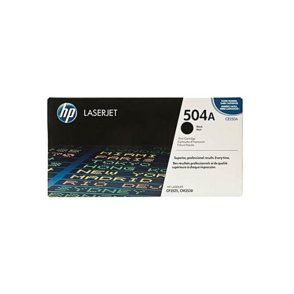 HP 504A Black Original LaserJet Toner Cartridge, CE250A - Image 1