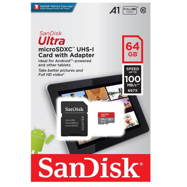 SanDisk MicroSD Class 10 98MBPS 64GB - Image 1