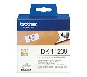 Brother DK-11209 Label Roll – Black on White, 29mm x 62mm