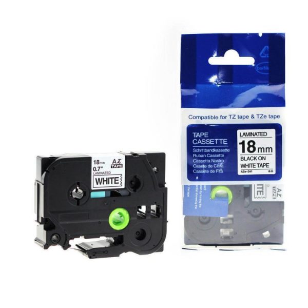 Brother TZe-241 Labelling Tape Cassette – Black on White, 18mm wide - Image 1