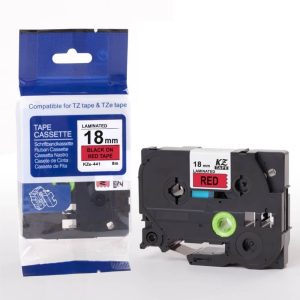 Brother TZe-441 Labelling Tape Cassette – Black on Red, 18mm wide