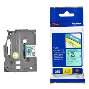 Brother TZe-731 Labelling Tape Cassette – Black on Green, 12mm wide