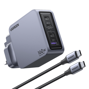 UGREEN Nexode Pro 160W 4-Port GaN Fast Charger UK Grey+1.5M 240W Cable – UG-25878