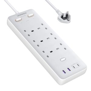 UGREEN Surge Protector Power Strip (6 AC Outlets + 65W 2A2C) UK White 2m - S551