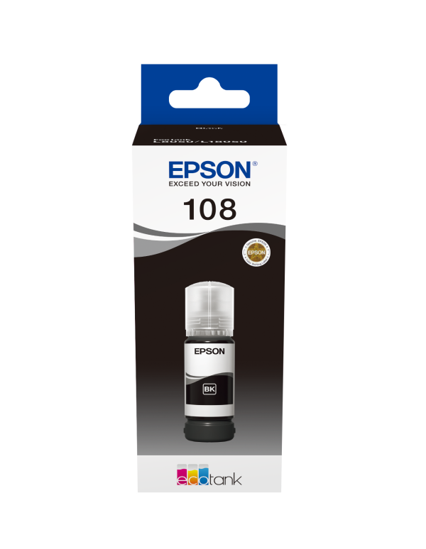 Epson 108 Black EcoTank Ink Bottle 70.0 ml - Image 1