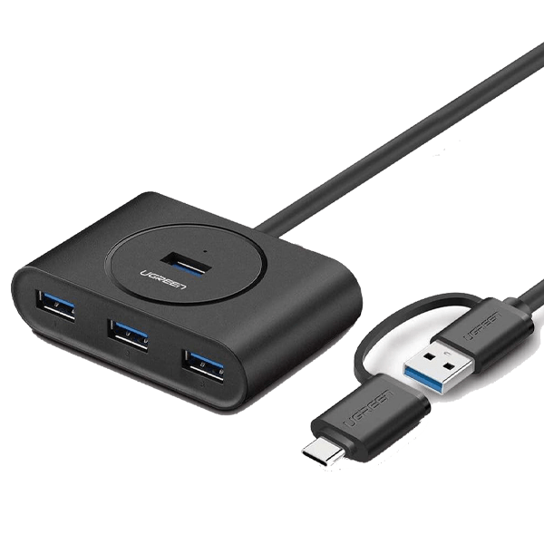 Z158829 UGREEN USB-C & USB-A 3.0 to 4-Port Hub 1M Black - CR113 - Image 1